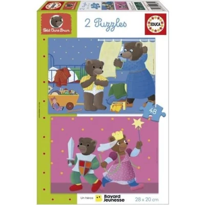 Image de Puzzle Educa Petit Ours Brun : Ensemble De 2 Puzzles 48 Pieces Pour Enfants Des 4 Ans