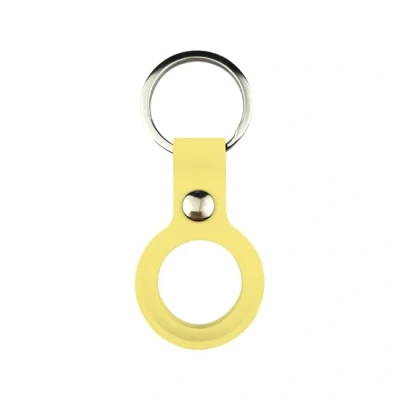 Afbeelding van AirTag case liquid series siliconen hoesje met ring geel