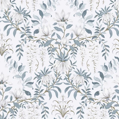 Afbeelding van Laura Ashley Vliesbehang Parterre Off White &amp; Seaspray 10mx52cm
