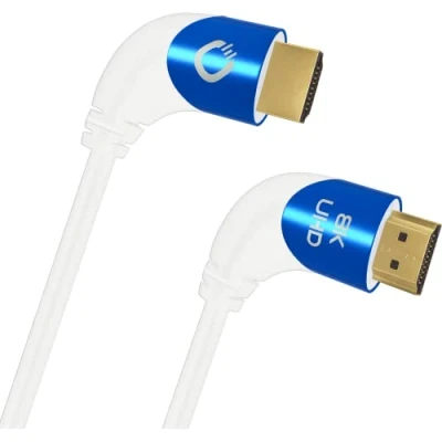 Afbeelding van Oehlbach D1C42546 HDMI kabel Aansluitkabel A stekker, stekker 1.50 m Wit 8K UHD, 90 haaks naar links, Afgeschermd (drievoudig)