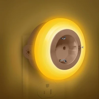Afbeelding van Bowfar Nachtlampje voor kinderen met lichtsensor, nachtlampje, elektrisch stopcontact, instelbare helderheid slaapkamers, hal, keukens, trappen, kinderkamer amber