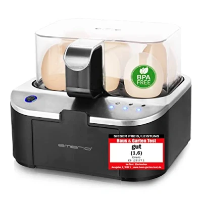 Image de EMERIO EB 123177.1 Cuiseur à oeufs revêtement anti adhésif avec verre doseur sans BPA noir argent