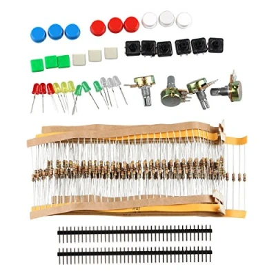 Afbeelding van HALJIA DIY elektronische componentenset met schakelaars, potentiometer, led, weerstanden compatibel Arduino Raspberry Pi