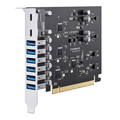 Afbeelding van Inateck PCIe USB 3.2 Gen 2 kaart, C voeding, poorten en 6 A met 16 Gbps totale bandbreedte, KU8212