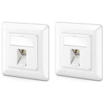 Afbeelding van deleyCON 2x CAT6a Keystone Netwerkdoosset Inbouw Netwerkdoos Module STP Afgeschermde Metalen Behuizing RJ45 Jack Datadoos Netwerkkabel