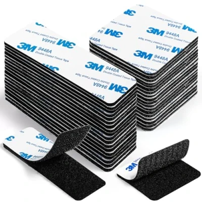 Afbeelding van LLNRC Set van 12 zelfklevende klittenband, extra sterk, zwart, voor muren, vloeren, glazen, kunststof, vierkant/rechthoek