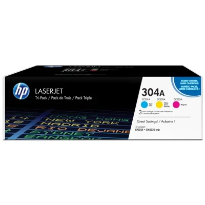 Image de HP 304A pack de 3 toners LaserJet cyan/magenta/jaune authentiques