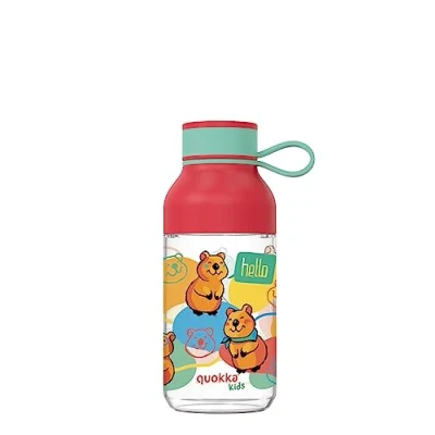 Afbeelding van Quokka Kids Ice met haak, Happy herbruikbare waterfles van Tritan, BPA vrij, brede vulopening en druppelvrije sluiting, 430 ml