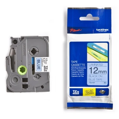 Image de Brother TZe 531 Noir sur bleu Rouleau (1,2 cm x 8 m) 1 cassette(s) ruban laminé pour PT P750, P950; P Touch E310; Cube P300; Pro P910
