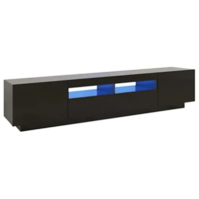 Afbeelding van vidaXL Tv meubel met LED verlichting 200x35x40 cm zwart