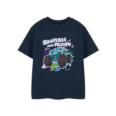 Afbeelding van Hot Wheels Monster Trucks Jongens Korte Mouwen T shirt Kinder Officiële Merch voor Kinderen en Tieners, Smash And Roar