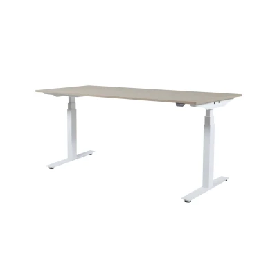 Afbeelding van Lectro Plus bureau, zit sta (64 130cm) hoogte verstelbaar dmv elektromotoren met 180x80cm havana/ kersen licht 25mm blad en zwart (RAL9005) frame
