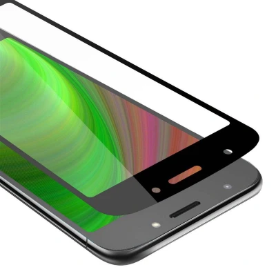 Afbeelding van Cadorabo Screenprotector geschikt voor Motorola MOTO E5 / G6 PLAY Volledig scherm pantserfolie Beschermfolie in TRANSPARANT met ZWART Gehard (Tempered) display beschermglas 9H hardheid 3D Touch