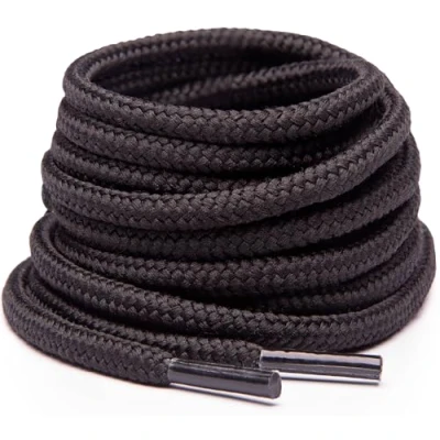 Afbeelding van Miscly Ronde veters voor laarzen, robuuste en duurzame werkschoenen wandelschoenen, zwart.