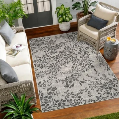 Afbeelding van SURYA Buitenkleed Balkon, Terras, Keuken Modern Scandinavisch Tapijt EMILY Ivoor/Grijs 160x213 cm