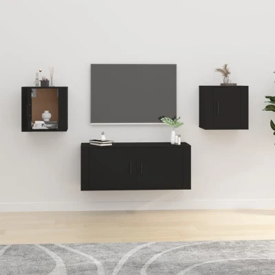 Afbeelding van Tv wandmeubels 2 st 40x34,5x40 cm zwart