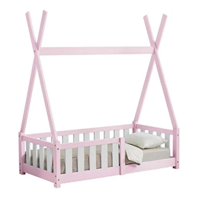 Afbeelding van Kinderbed Tipi grenen met uitvalbeveiliging 70x140 cm roze