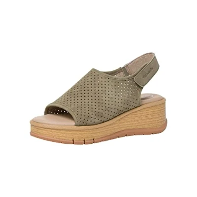 Afbeelding van Tamaris Comfort Sandalen met plateauzool, Dames, Maat: 39, Sage Leer