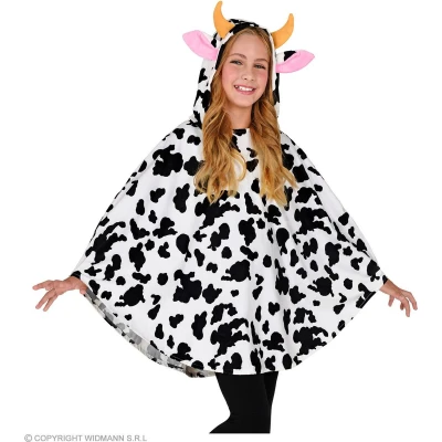 Afbeelding van Widmann Koe &amp; Stier Kostuum Berta Nummer 1 Poncho Kind Zwart / Wit One Size Carnavalskleding Verkleedkleding