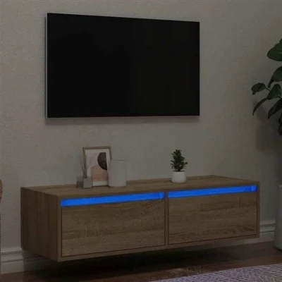 Image de vidaXL Meuble TV avec lumières LED chêne sonoma 100X35,5x25 cm860240