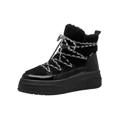 Afbeelding van Tamaris Korte laarzen, Dames, Maat: 36, Black Imitatieleer/ textiel