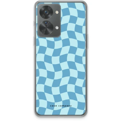 Afbeelding van Case Company® hoesje geschikt voor OnePlus Nord 2T Grid Blauw Soft Cover Telefoonhoesje Bescherming aan alle Kanten en Schermrand