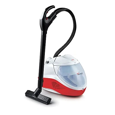 Afbeelding van Polti Vaporetto Lecoaspira FAV50_Multifloor, stoomreiniger en stofzuiger met waterfilter, 5 bar, doodt verwijdert 99,99%* van de virussen, ziektekiemen bacteriën rood/wit