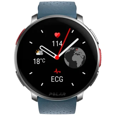 Image de Polar Vantage V3 Argent (Bracelet Silicone Bleu)