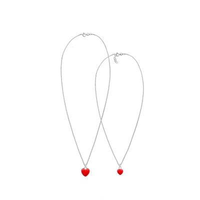 Afbeelding van Elli 2 PACK Heart Ketting, Dames, Maat: 45, Rot