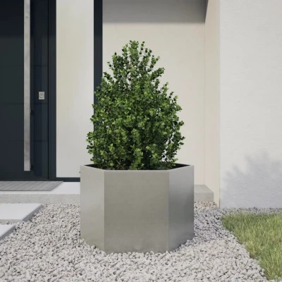 Afbeelding van vidaXL Plantenbak zeshoek 69x60x45 cm roestvrijstaal