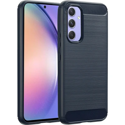 Afbeelding van imoshion Hoesje Geschikt voor Samsung Galaxy A54 (5G) Siliconen Brushed Backcover Donkerblauw