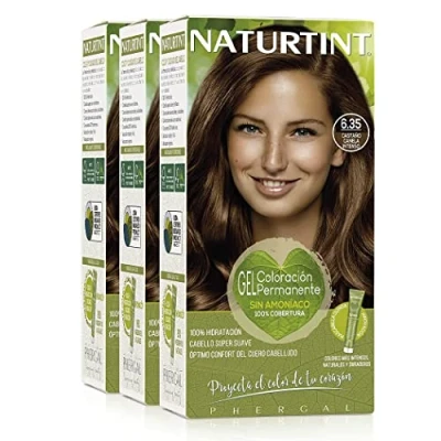 Afbeelding van Naturtint Biobased Ammoniakvrije kleuring 100% dekking van wit haar Plantaardige ingrediënten Natuurlijke en langdurige kleur 6,35 Intens Kaneelbruin 3 stuks