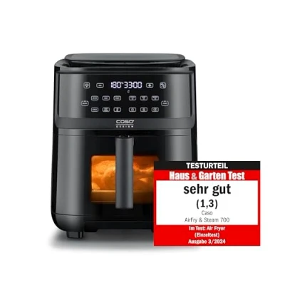 Afbeelding van CASO AirFry &amp; Steam 700 heteluchtfriteuse stoompan levensmiddelen zijn knapperig aan de buitenkant en sappig van binnenuit extra grote inhoud 7 liter, airfryer,