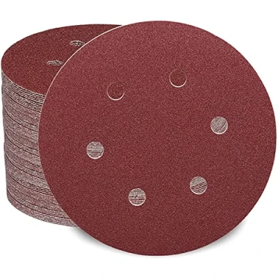 Afbeelding van 100 stuks schuurschijven 150 mm, klittenband, 40, 60, 80, 120, 180, 240, 320, 400, 600, 1000 vellen met 6 gaten voor vlakschuurmachines