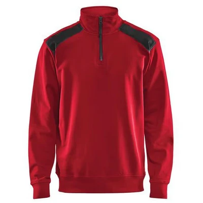 Image de Sweat col camionneur bicolore rouge/noir