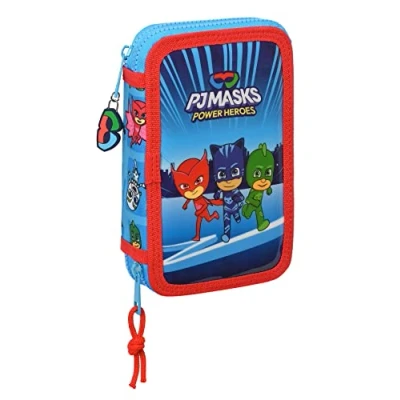 Afbeelding van Dubbele etui PJ Masks 12.5 x 19.5 4 cm Blauw (28 pcs)