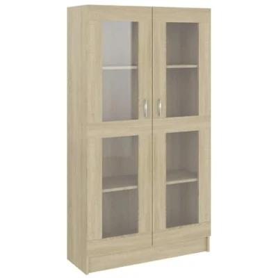 Afbeelding van vidaXL Vitrinekast, 82,5 x 30,5 150 cm, bewerkt hout, Sonoma eik