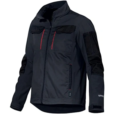 Afbeelding van Uvex Tune Up Softshell werkjas voor heren, ademend en waterafstotend, Zwart/Rood