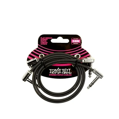 Afbeelding van Ernie Ball 61 cm Flat Ribbon Stereo Patch Cable 2 Pack Zwart