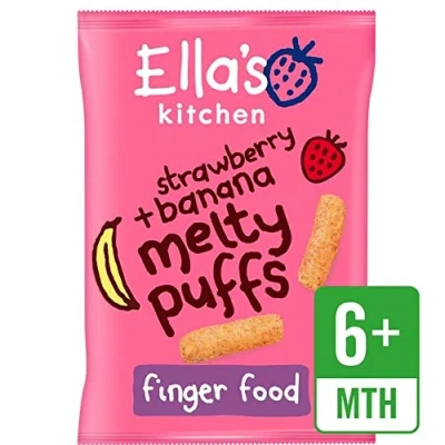Afbeelding van Ella&#039;S Kitchen Grab Me Melty Puffs Aardbeien + Bananen vanaf 7 maanden 20 g 2 stuks