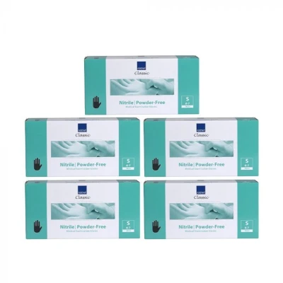 Afbeelding van 10x Abena Nitril Handschoenen Classic poedervrij Maat S zwart 100st bundel/set/pakket