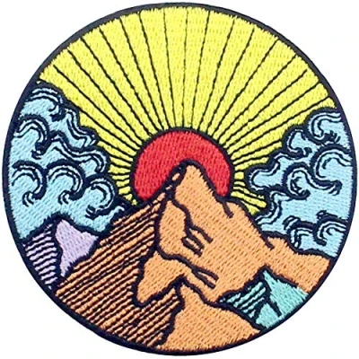 Afbeelding van ZEGIN Geborduurde patch in de vorm van een bergzonsopgang, verken buiten, om te naaien of lijmen met strijkijzer
