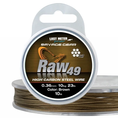 Afbeelding van Savage Gear Raw49 High Carbon Steel Wire Brown (10m) Maat : 0.36mm 10kg 23lb