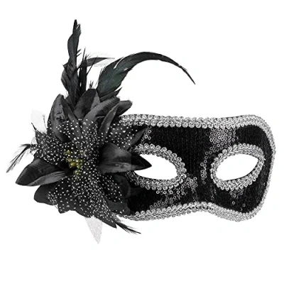 Afbeelding van Boland Oogmasker Venice fiore Zwart Volwassenen Showgirl Glamour Carnaval accessoire Venetiaans masker