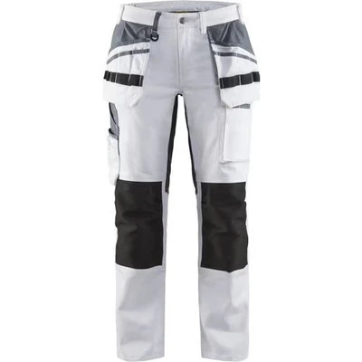 Image de Pantalon peintre stretch femme blanc/noir