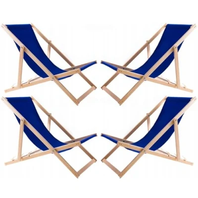 Afbeelding van Set van 4 ligstoelen Tuinstoel Strandstoel Blauw
