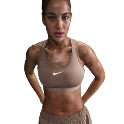 Afbeelding van Nike Performance BRA Sportbh met medium support, Dames, Maat: XS, Mink brown/white