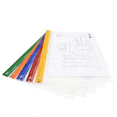 Afbeelding van Rapesco 1507 Zippi documententas met ritssluiting van metaal, A3, transparant strepen in verschillende kleuren, 5 stuks