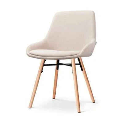 Afbeelding van Nolon Nena Isa Eetkamerstoel Beige Stof Houten Poten