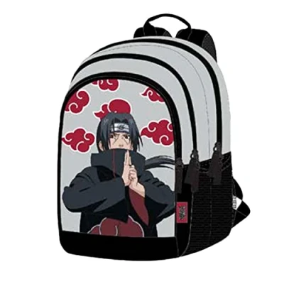 Afbeelding van NARUTO Itachi Schoolrugzak met twee vakken, uniseks, voor kinderen, meerkleurig, groot formaat, L, Meerkleurig